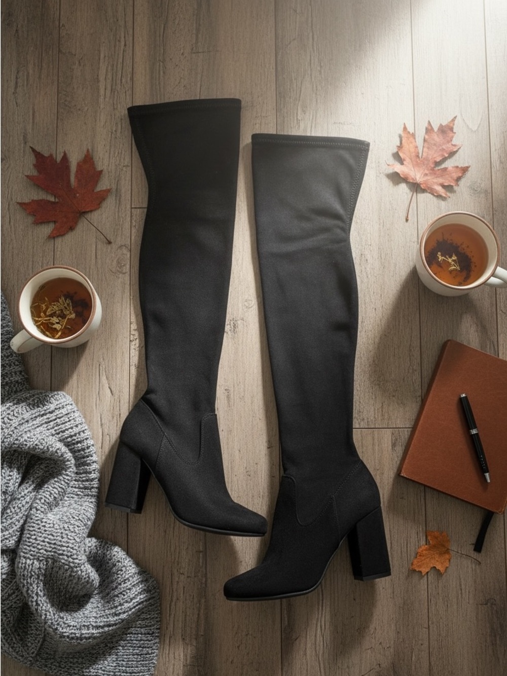 Carlos by Carlos Santana Black Over-The-Knee Block Heel Boots